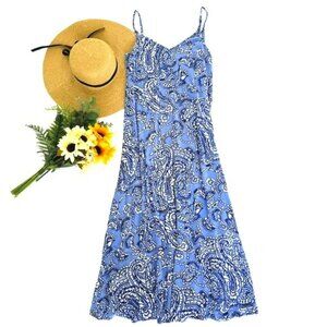 Vince Camuto Women's Maxi Dress Size Small Blue Paisley Sleeveless Cottagecore